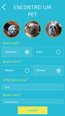 Petspot - Cadastrar Pet encontrado